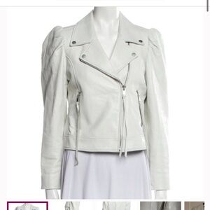 Retrofete Tai White Leather Biker Jacket